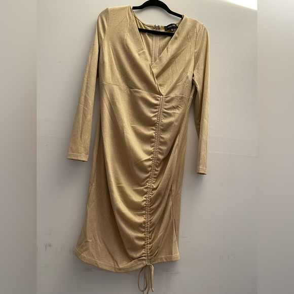 Women's Sexy Shimmery Plus Size Bodycon Dress Ruched Mini Dress with Drawstring - Picture 9 of 11